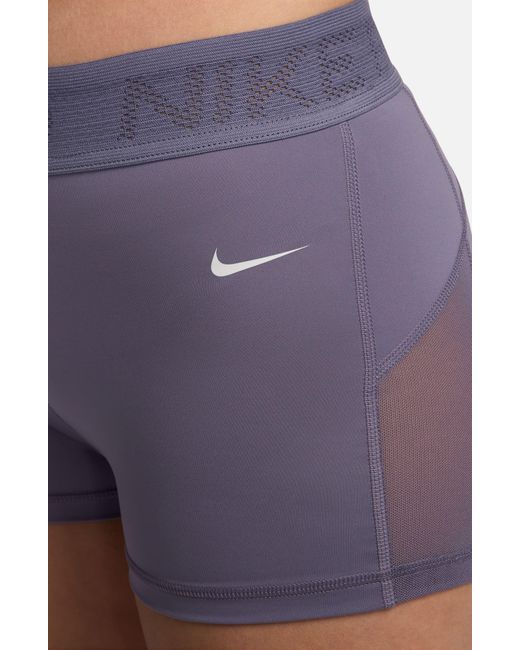 Nike Blue Pro 3-inch Mid Rise Mesh Panel Shorts