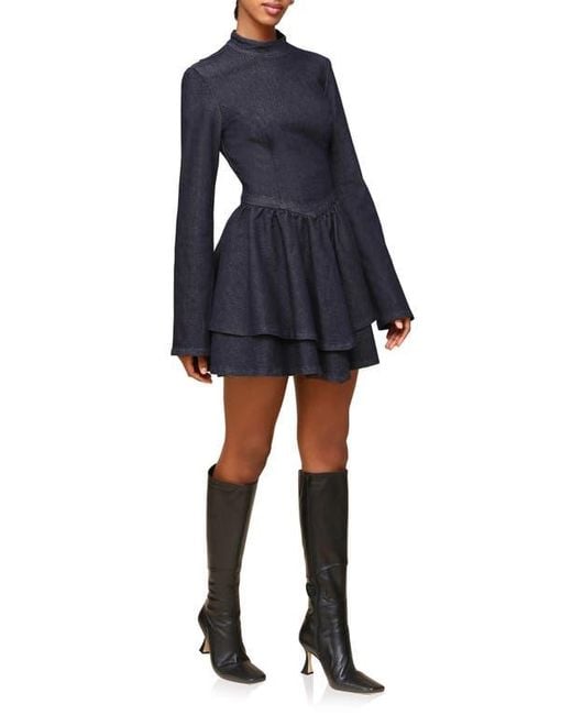 Avec Les Filles Blue Long Sleeve Denim Minidress