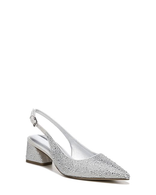 Franco Sarto Racer Slingback Embellished Pointed Toe Pump in White | Lyst