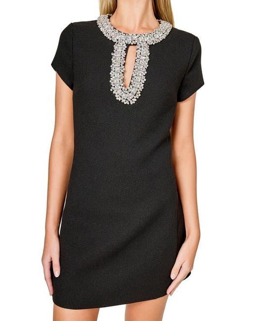 Endless Rose Black Embellished Shift Minidress