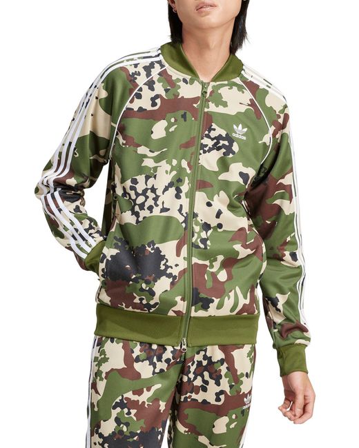 Adidas Green Lifestyle Camo Superstar Track Jacket for men