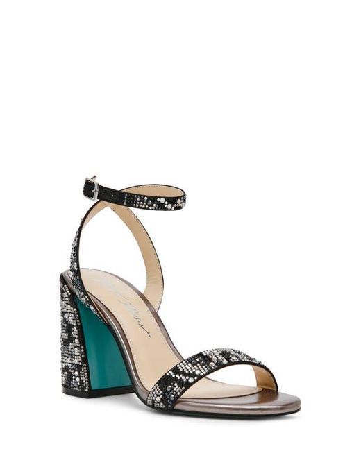 Betsey Johnson Crystal Embellished Block Heel Ankle Strap Sandals in Blue Lyst