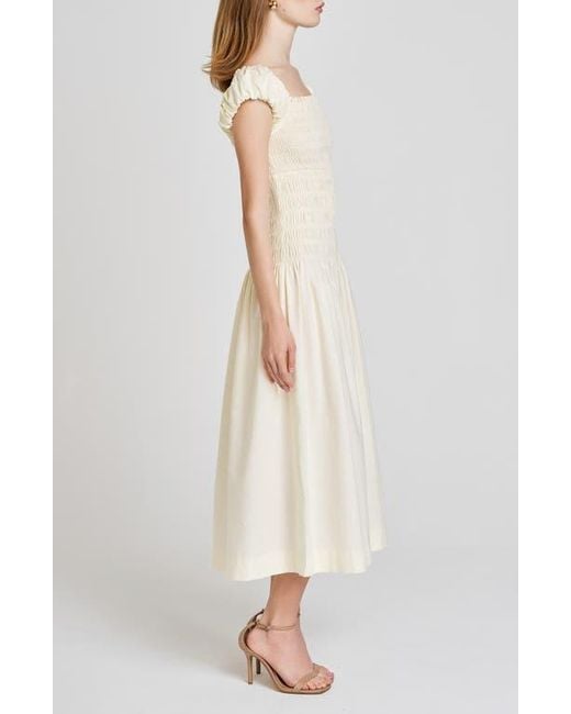 Wayf White Cassidy Smock Bodice Midi Sundress