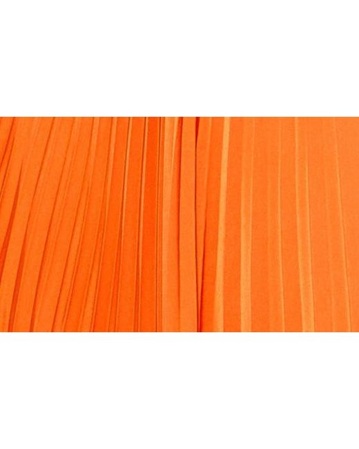Ieena for Mac Duggal Orange Pleated Long Sleeve Satin A-line Gown