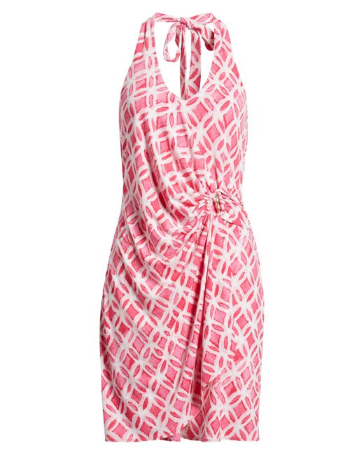 Tommy Bahama Pink Clara Faux Wrap Halter Dress