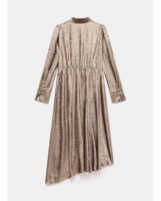 Mint Velvet Brown Metallic Midi Shirt Dress