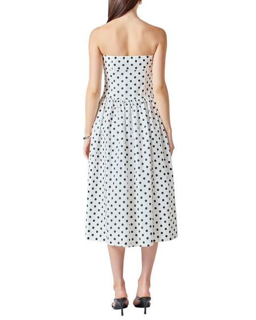 Endless Rose Blue Polka Dot Strapless A-Line Dress