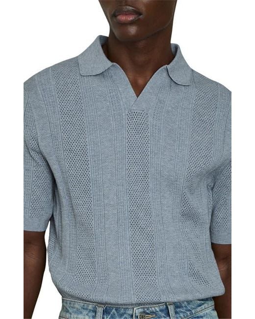 Reiss Blue Kansas Texture Stripe Polo Sweater for men