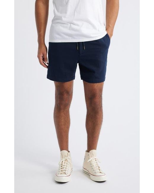 Rails Blue Archer Flat Front Cotton & Linen Shorts for men