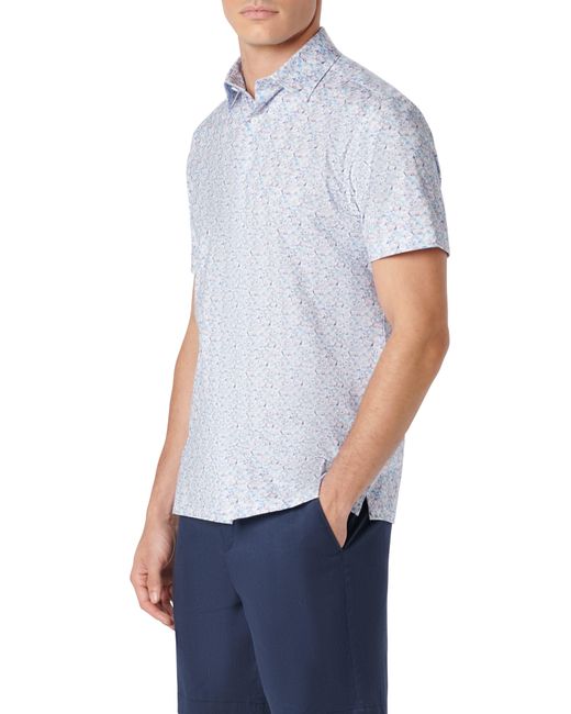 Bugatchi Blue Milo Ooohcotton Floral Short Sleeve Button-up Shirt for men