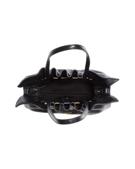Ferragamo Black Small Gancio Piercing Soft Leather Shoulder Bag