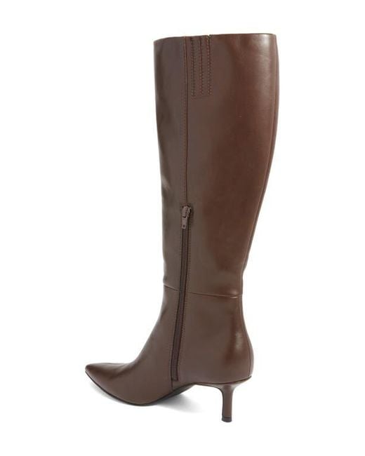 Open Edit Brown Elara Pointed Toe Knee High Boot