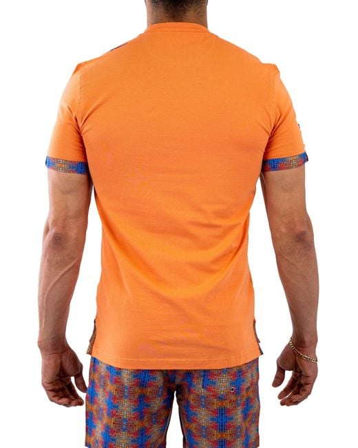 Maceoo Orange Vivaldi V-neck T-shirt for men