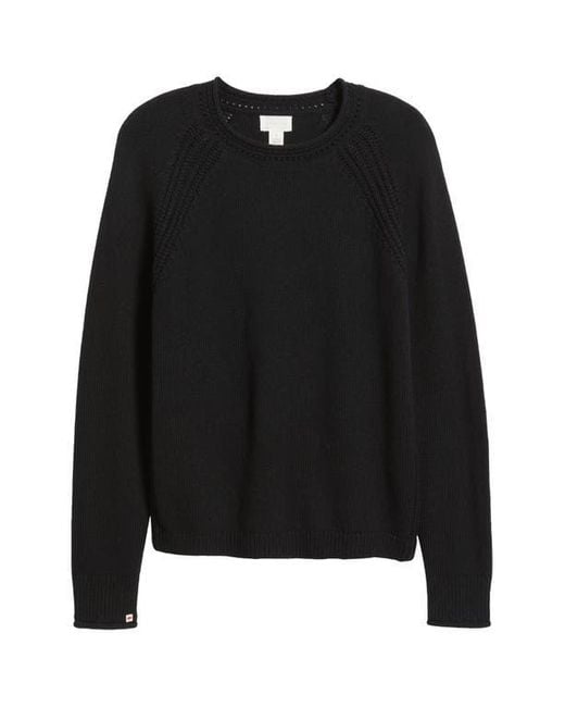 Caslon Black Raglan Sleeve Roll Neck Wool & Cotton Sweater