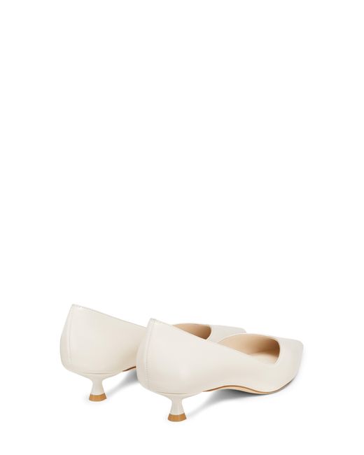 Stuart Weitzman White Eva Kitten Heel Pointed Toe Pump