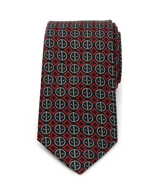 Cufflinks Inc. Black X Marvel Deadpool Medallion Silk Blend Tie for men