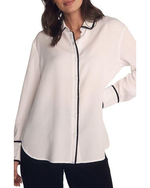 Bella Dahl Natural Contrast Trim Button-Up Shirt