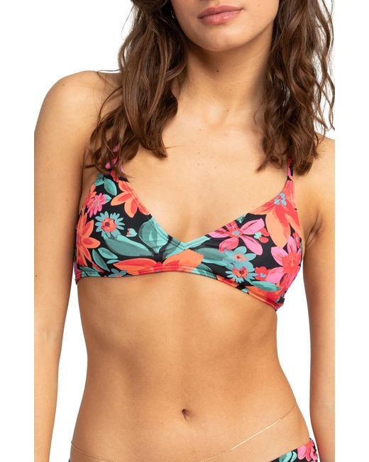 Roxy Blue Beach Classics Strappy Bikini Top