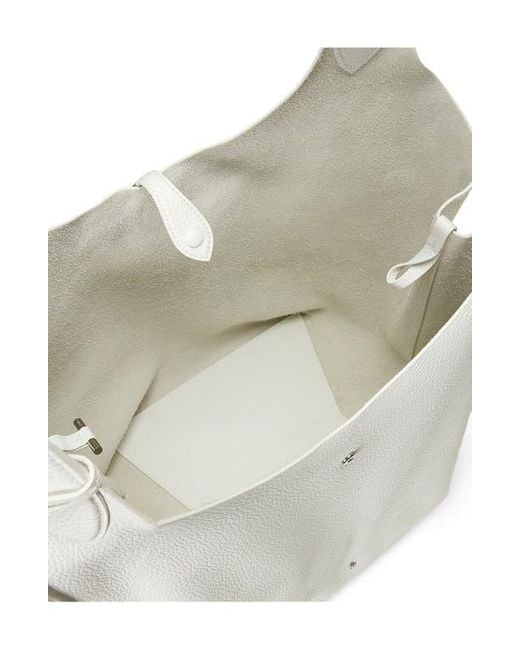 Polo Ralph Lauren White Shiny Drum Pebble Leather Tote