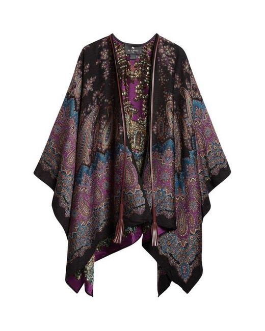 Etro Multicolor Metallic Paisley Jacquard Cape