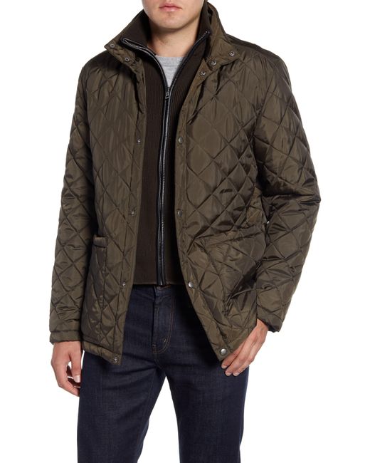 Cole Haan Green Signature Quilted Jacket With Knit Bib for men