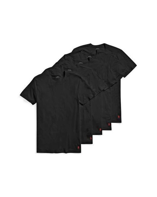 Polo Ralph Lauren Black 5-Pack Relaxed Fit Logo Embroidered Crewneck Undershirts for men
