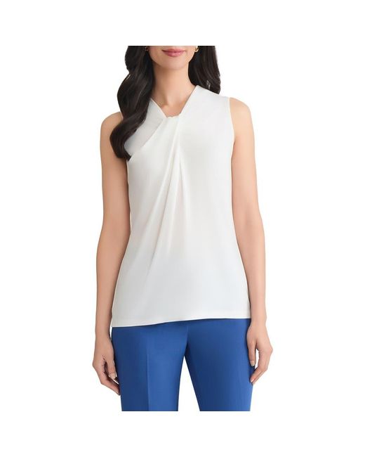 Kasper White Drapey Sleeveless Shell Top