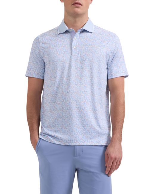 Bugatchi Blue Three-Button Performance Polo for men