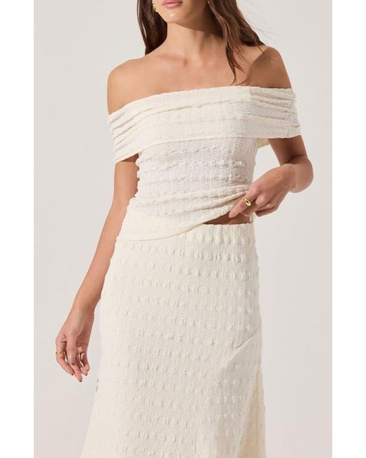 Astr Natural Off The Shoulder Textured Knit Top