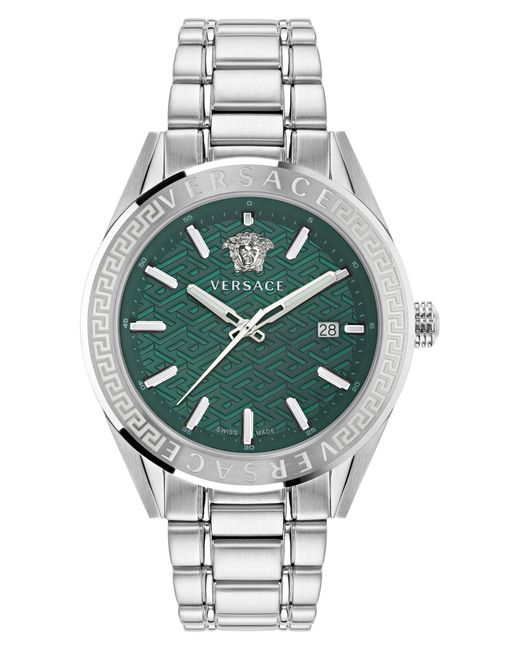 Versace Gray V-Code Bracelet Watch, 42Mm for men