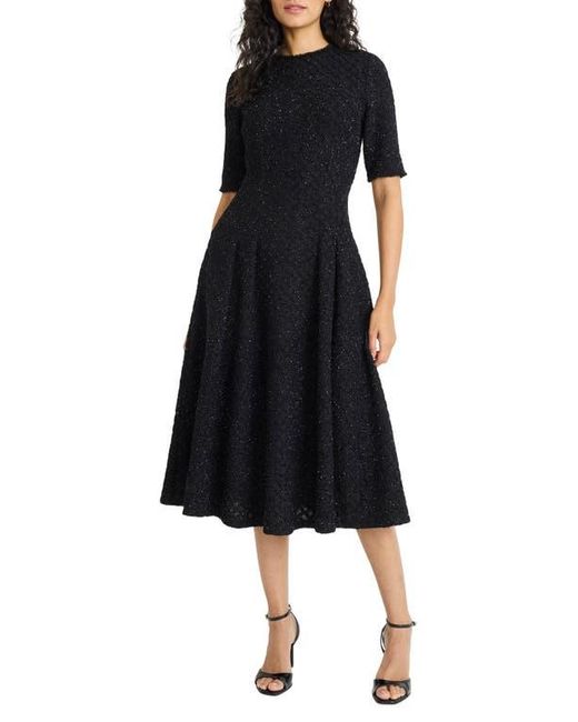 Maggy London Black Metallic Fit & Flare Midi Dress