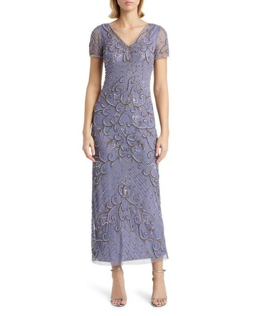 Pisarro Nights Beaded Mesh Column Gown in Purple Lyst