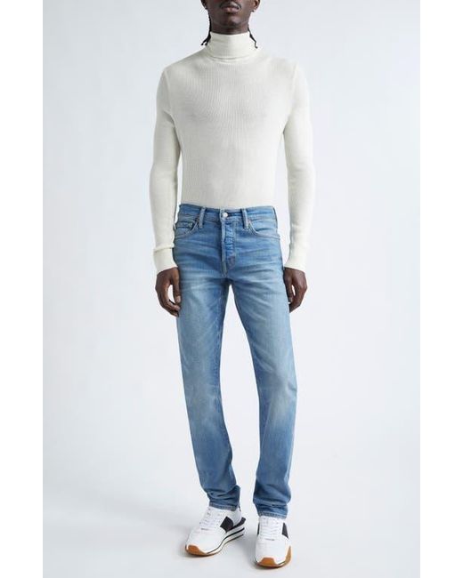 Tom Ford White Wool, Silk & Cashmere Rib Turtleneck Sweater for men