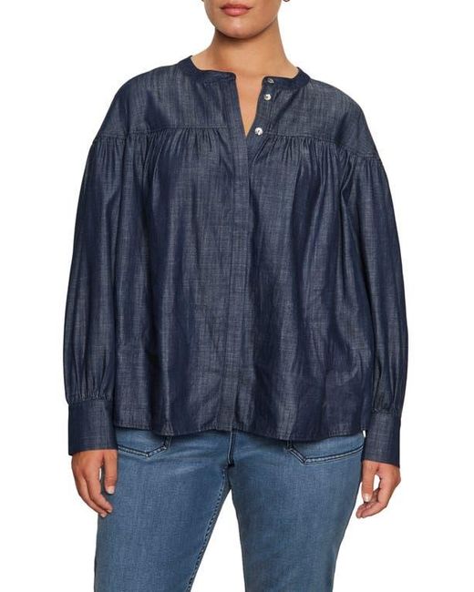 Sanctuary Blue Personal Best Shirred Button-Up Shirt