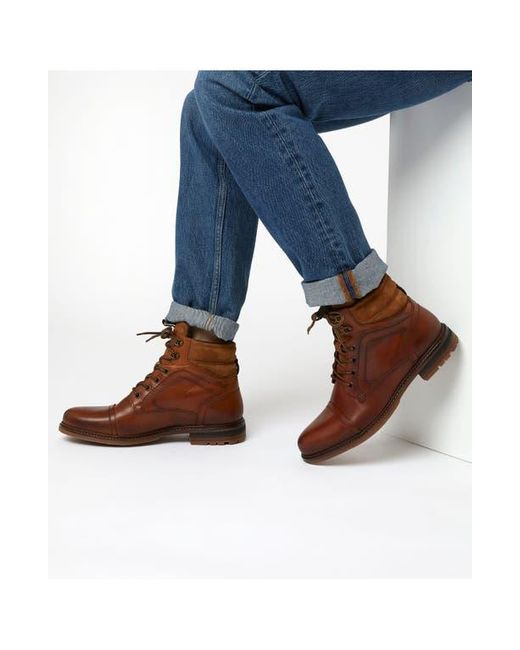 Dune Brown Candor Lace-Up Cap Toe Boot for men