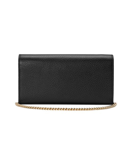Gucci Petite GG Marmont Leather Flap Wallet On A Chain in Nero (Black) - Save 3% - Lyst