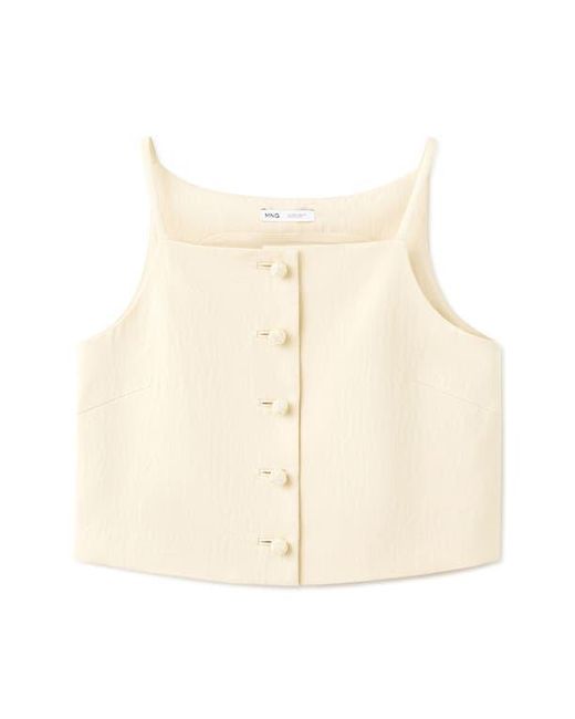 Mango Blue Square Neck Button Front Top