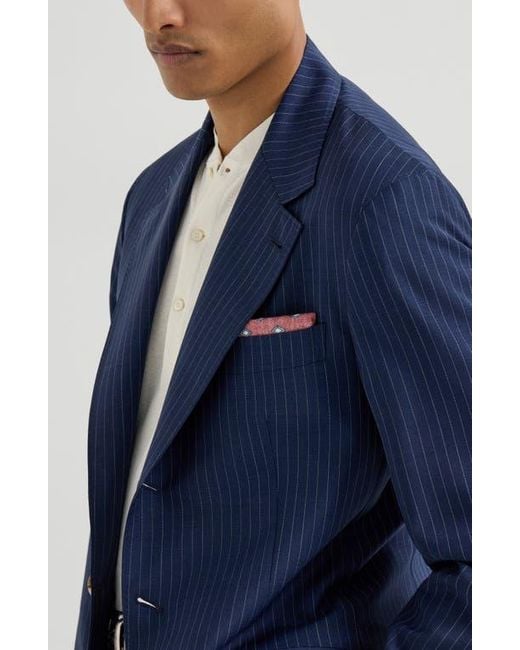 Brunello Cucinelli Purple Silk Pocket Square With Pattern for men