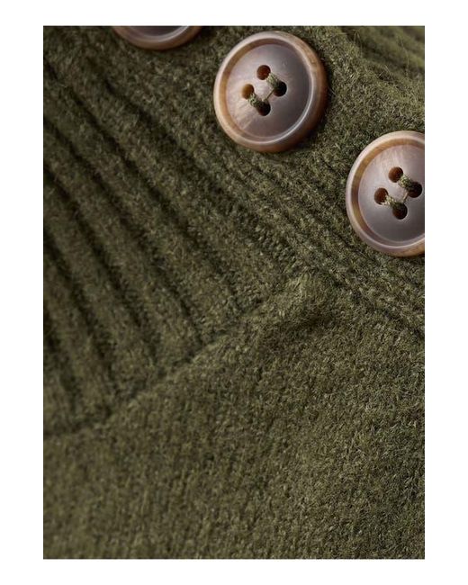 Mango Green Shoulder Button Mock Neck Sweater
