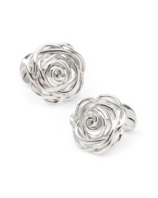 Cufflinks Inc. Metallic Sterling Rose Cuff Links for men
