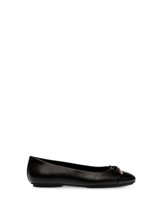 Anne Klein Black Luci Cap Toe Ballet Flat