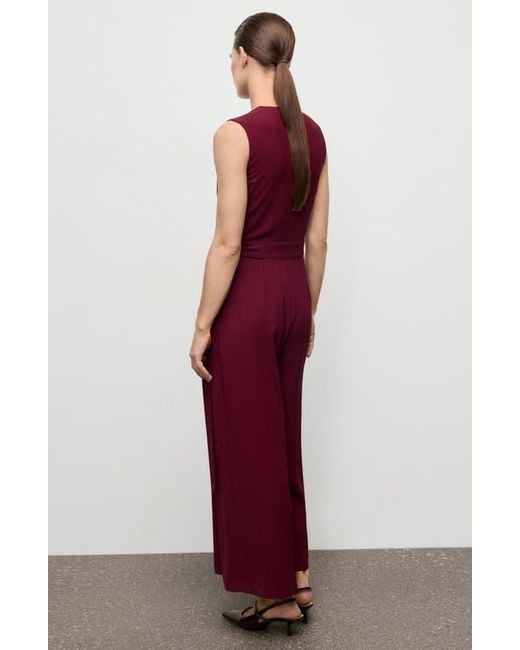 Mango Red Belt Wrap Sleeveless Jumpsuit