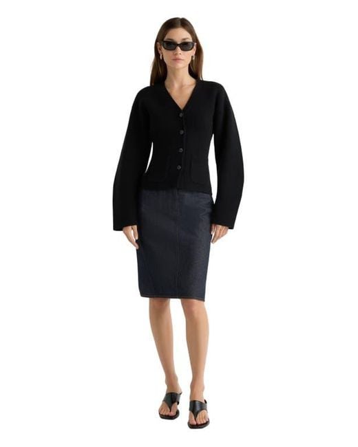 MODERN CITIZEN Black Elinor Organic Cotton Wool V-Neck Cardigan