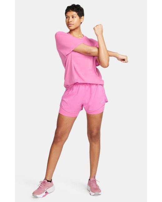 Nike Pink One Dri-Fit High-Waisted 3-Inch 2-In-1 Shorts