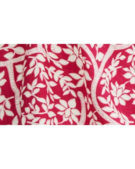 Mango Red Cutout Detail Long Sleeve Floral Dress