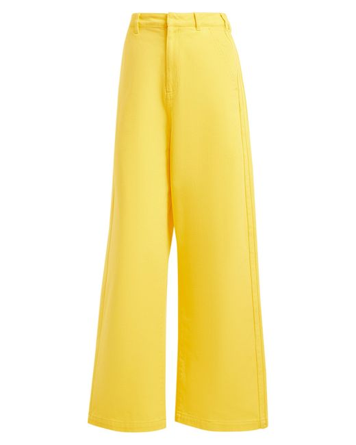 Adidas Yellow X Kseniaschnaider Lifestyle 3-stripe Wide Leg Jeans