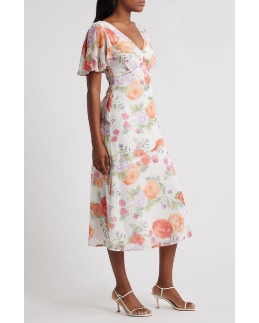 Lipsy White Flutter Sleeve Maxi Dress