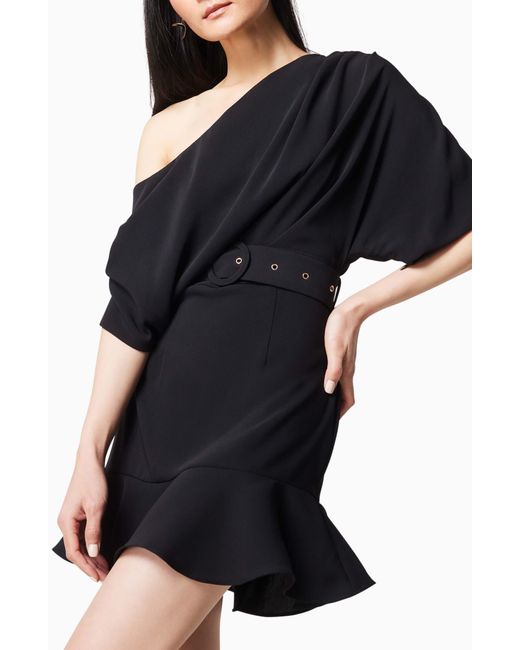 Elliatt Black Vigo One-shoulder Belted Minidress