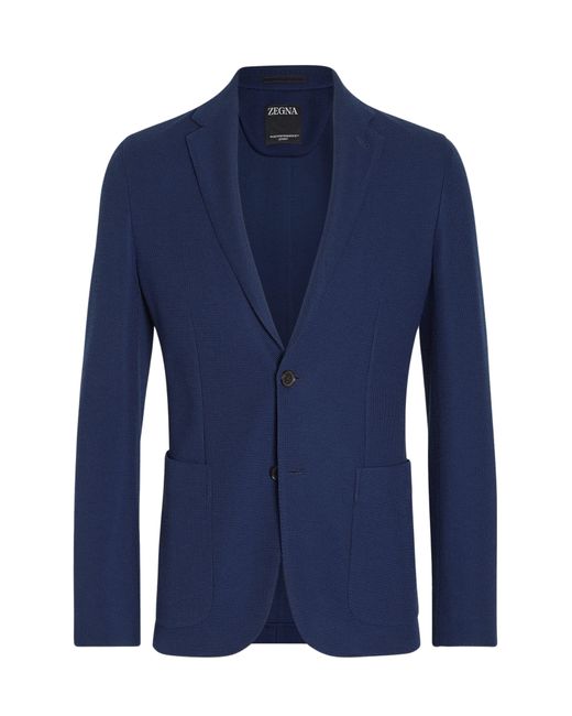 Zegna Blue High Performance Wool & Cotton Jersey Jacket for men