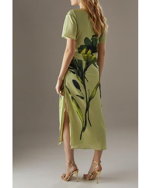 green emerald velvet dress Warehouse Women's Silk Floral Mini Dress | UK10